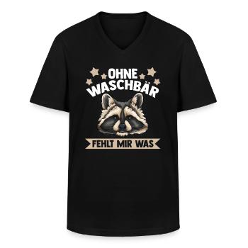 Zootier Waschbär Waschbären - Männer-T-Shirt mit V-Ausschnitt - Schwarz - Vorne - AI Model Male 178 dark (178cm)