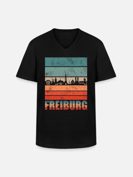 Freiburg - Männer-T-Shirt mit V-Ausschnitt - Schwarz