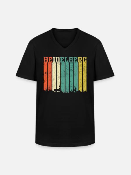 Heidelberg | Heidelberg Skyline - Männer-T-Shirt mit V-Ausschnitt - Schwarz