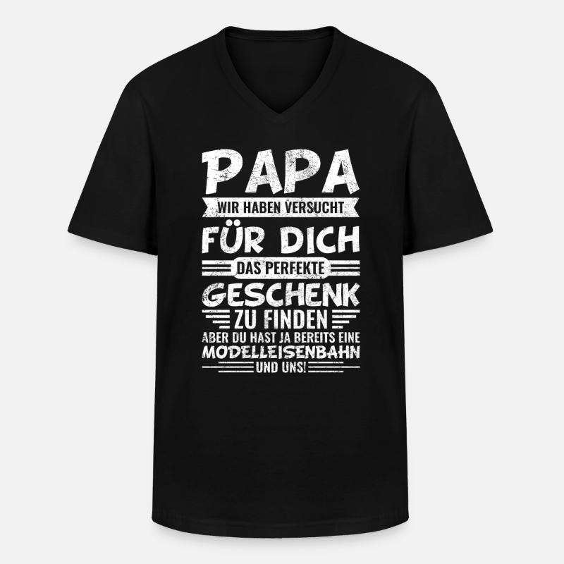 Eisenbahn Papa Modellbau Modelleisenbahn - Männer-T-Shirt mit V-Ausschnitt - Schwarz