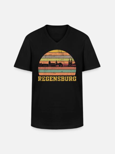 Regensburg - Männer-T-Shirt mit V-Ausschnitt - Schwarz