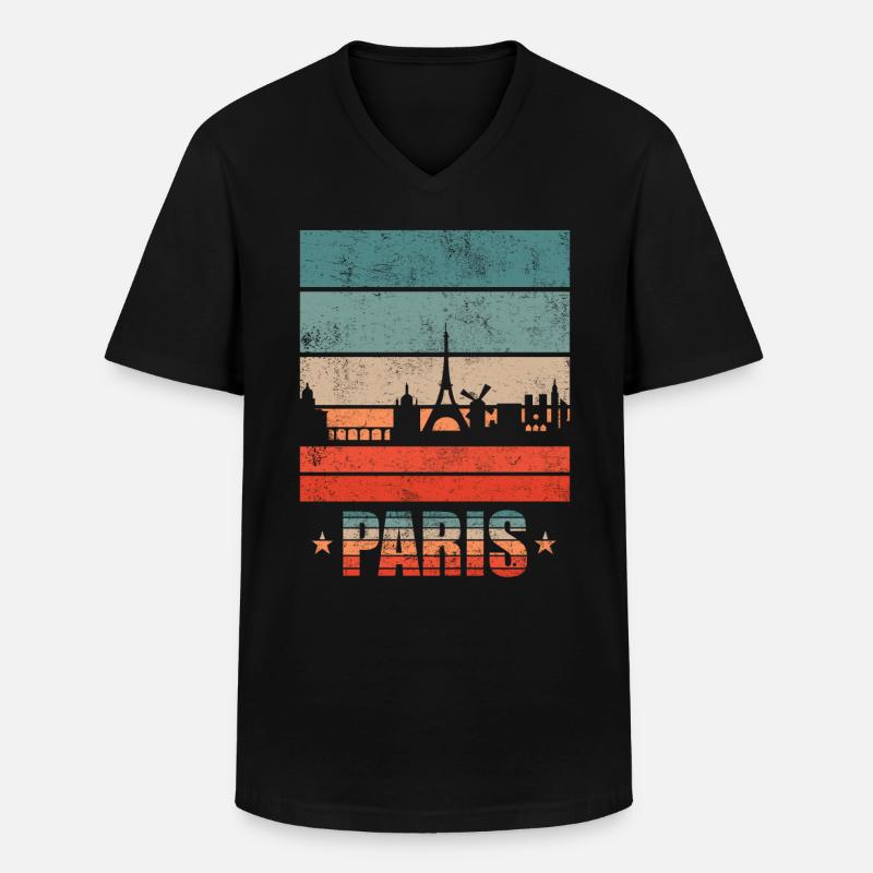 Städte Skyline Paris - Männer-T-Shirt mit V-Ausschnitt - Schwarz
