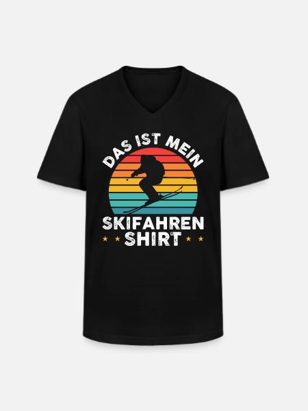 Skifahren - Männer-T-Shirt mit V-Ausschnitt - Schwarz