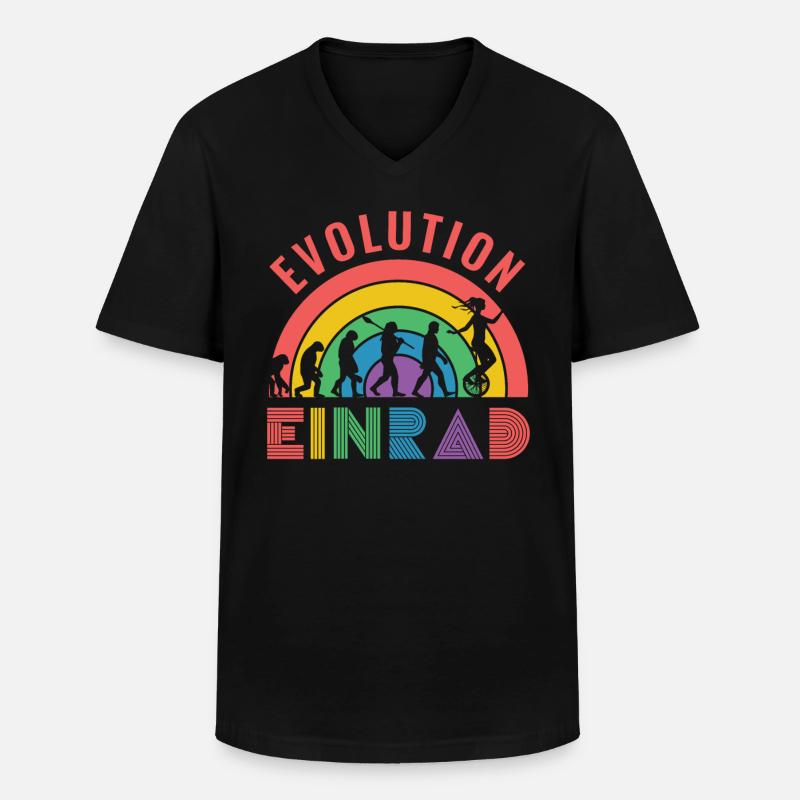 Einrad Evolution Geschenk - Männer-T-Shirt mit V-Ausschnitt - Schwarz