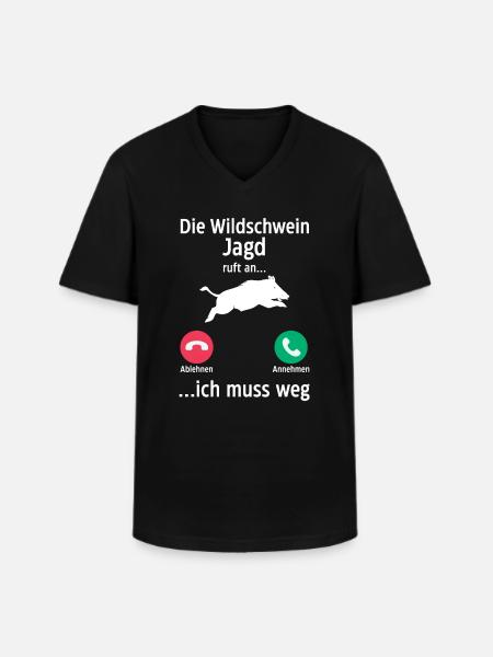 Jäger Wildschweinjäger Jagd - Männer-T-Shirt mit V-Ausschnitt - Schwarz