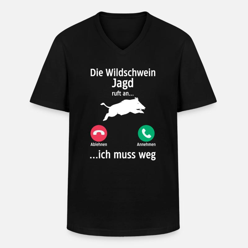 Jäger Wildschweinjäger Jagd - Männer-T-Shirt mit V-Ausschnitt - Schwarz