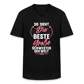 So sieht die beste große Schwester der Welt aus - Männer-T-Shirt mit V-Ausschnitt - Schwarz - Vorne - AI Model Male 178 dark (178cm)