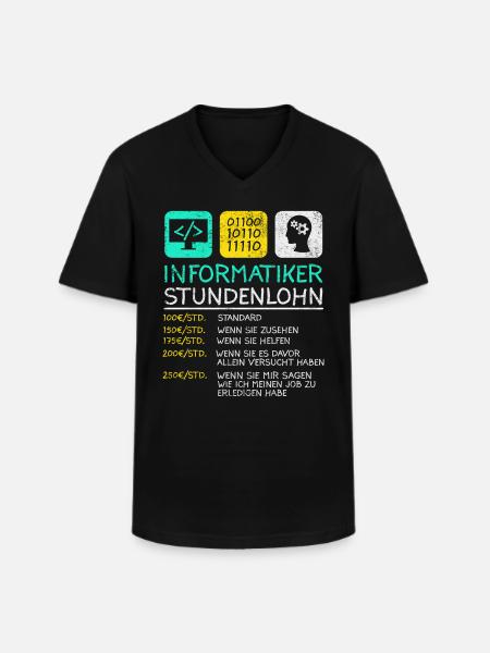 Informatiker Stundenlohn - Männer-T-Shirt mit V-Ausschnitt - Schwarz