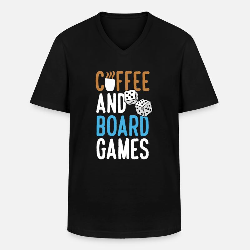 Kaffee und Brettspiele - Männer-T-Shirt mit V-Ausschnitt - Schwarz