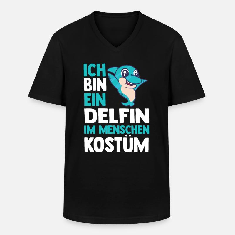 Delfin - Männer-T-Shirt mit V-Ausschnitt - Schwarz