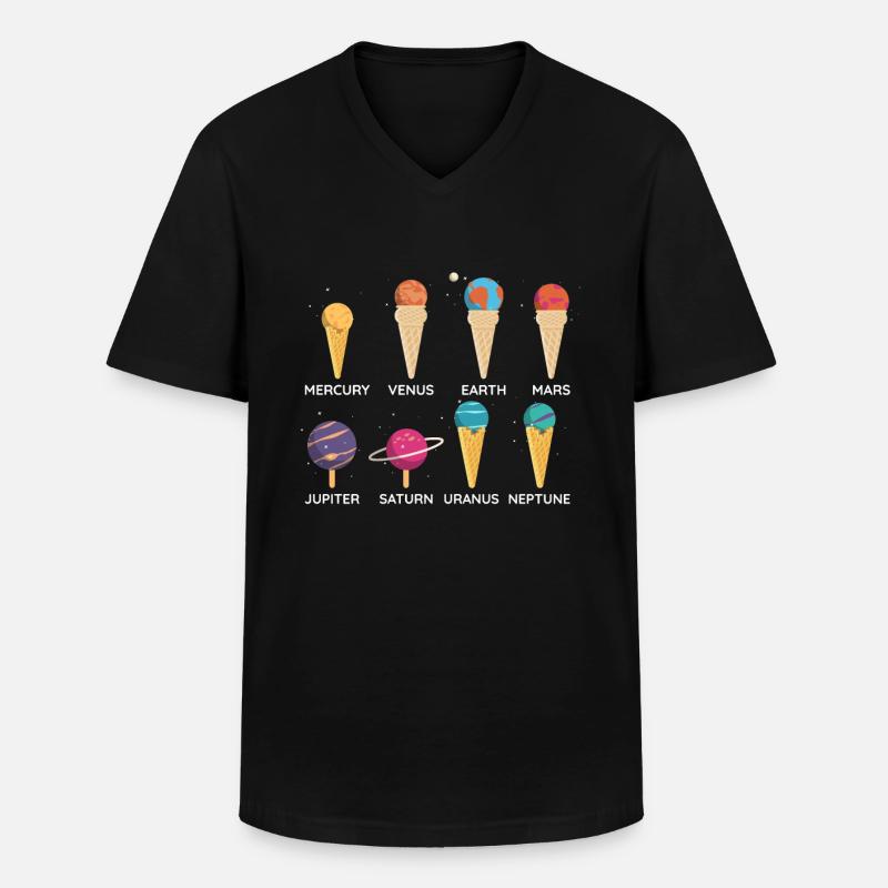 Sonnensystem-Eiscreme - Männer-T-Shirt mit V-Ausschnitt - Schwarz