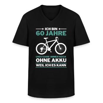 60 Jahre 60. Geburtstag Fahrrad ohne Akku - Männer-T-Shirt mit V-Ausschnitt - Schwarz - Vorne - AI Model Male 178 dark (178cm)