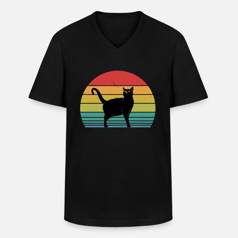 Katzenliebhaber - Männer-T-Shirt mit V-Ausschnitt - Schwarz