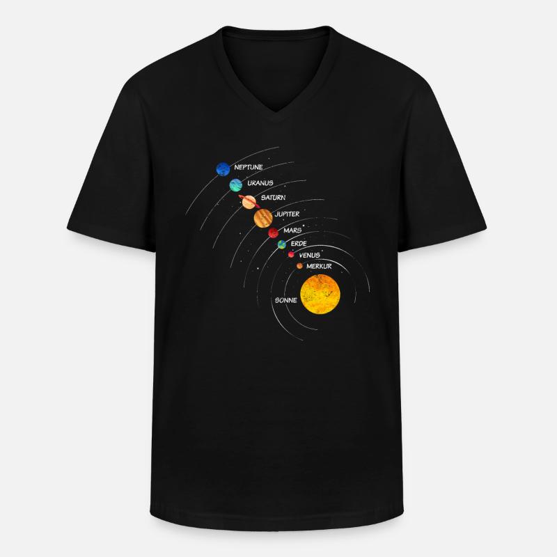 Sonnensystem - Männer-T-Shirt mit V-Ausschnitt - Schwarz