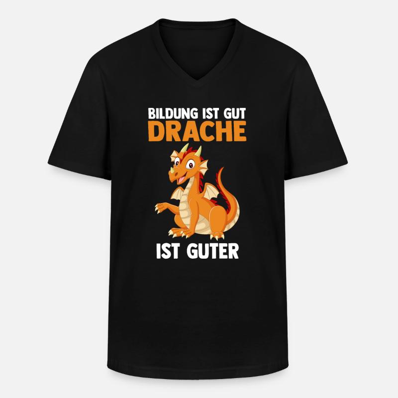 Drache Drachen - Männer-T-Shirt mit V-Ausschnitt - Schwarz