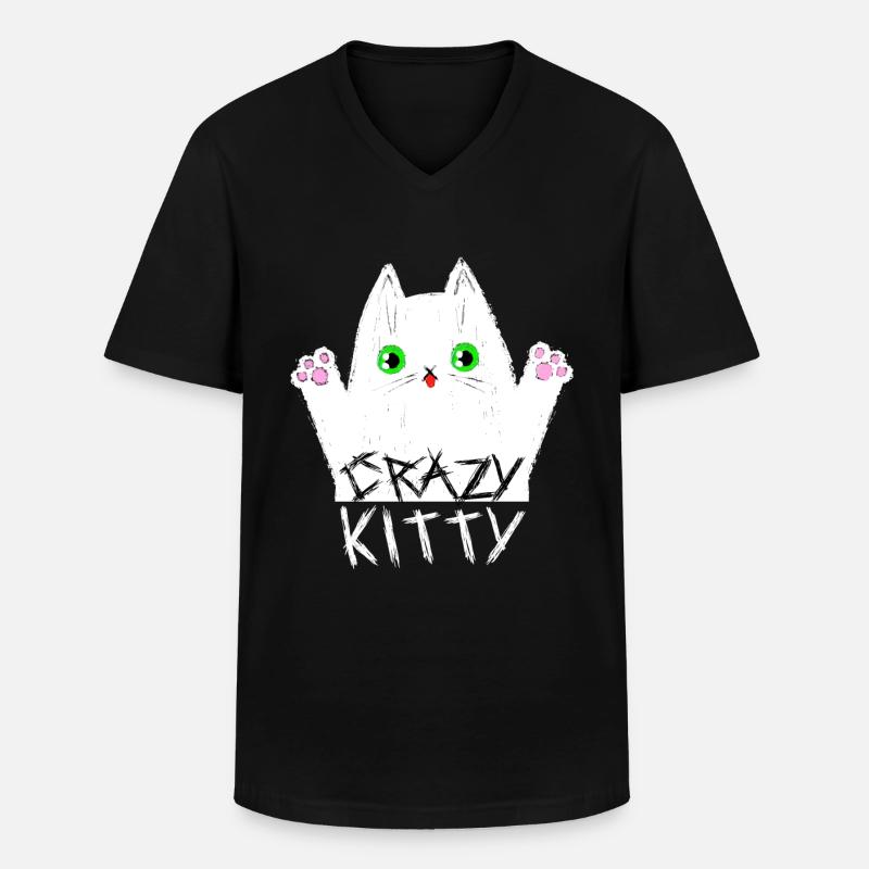 Crazy Kitty - Männer-T-Shirt mit V-Ausschnitt - Schwarz