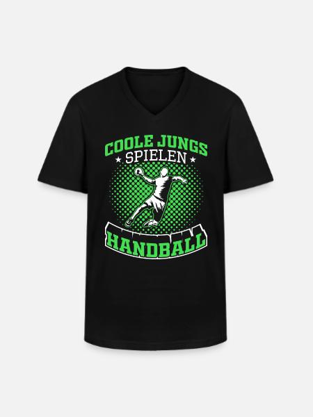 Handball Jungs - Männer-T-Shirt mit V-Ausschnitt - Schwarz