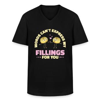 Dim Sums remplissant la nourriture asiatique chinoise - T-shirt col V Homme - noir - Devant - AI Model Male 178 dark (178cm)