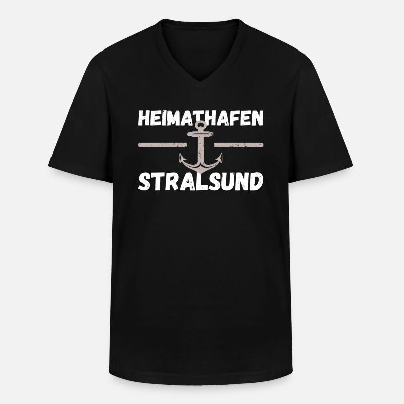 Heimathafen Stralsund - Männer-T-Shirt mit V-Ausschnitt - Schwarz