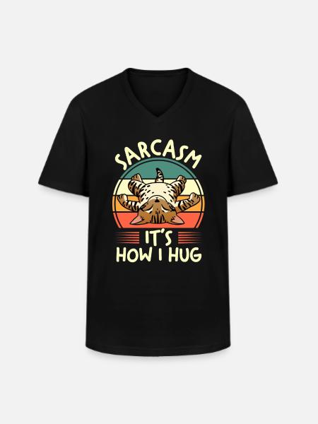 Funny Sarcastic Cat Lover | Retro - Men's V-Neck T-Shirt - black