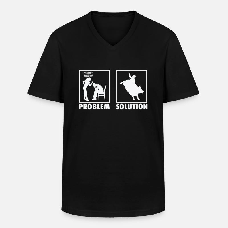 Équitation de taureau Cavalier de taureau Rodeo Statement Problème - T-shirt col V Homme - noir