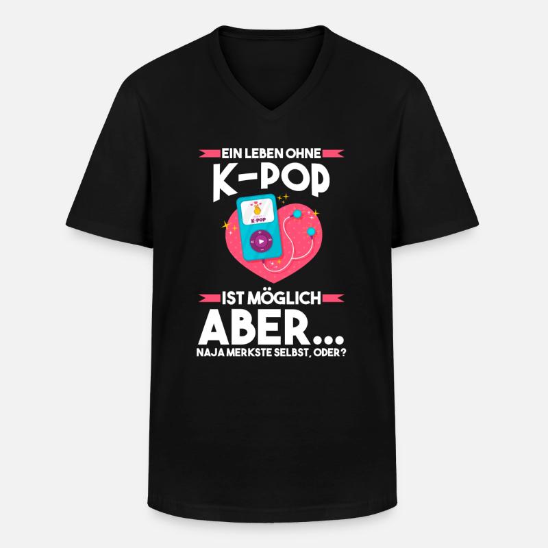 K-pop - Männer-T-Shirt mit V-Ausschnitt - Schwarz