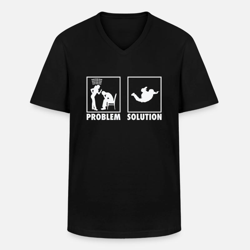 Skydiving Skydivers Statement Problem Solution. - Männer-T-Shirt mit V-Ausschnitt - Schwarz