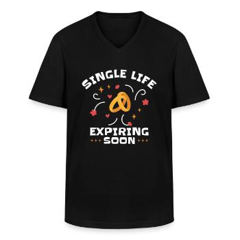 Bachelor Single Life Bachelor Party Marrying - Men's V-Neck T-Shirt - black - Front - AI Model Male 178 dark (178cm)