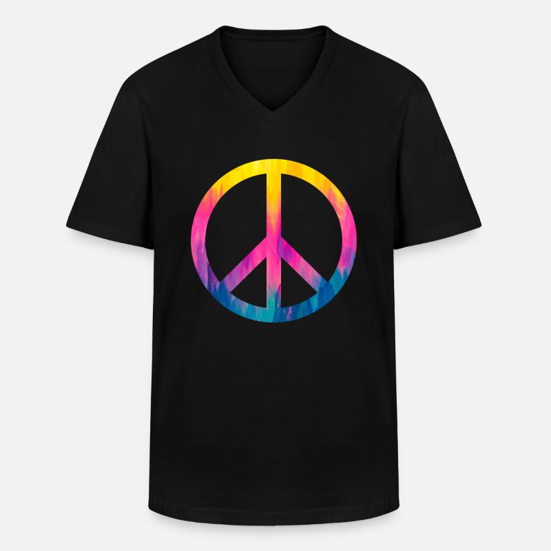 Retro Design Friedenszeichen Peace Zeichen - Männer-T-Shirt mit V-Ausschnitt - Schwarz