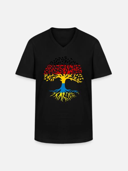 Roots Tree Germany Ukraine - Men's V-Neck T-Shirt - black