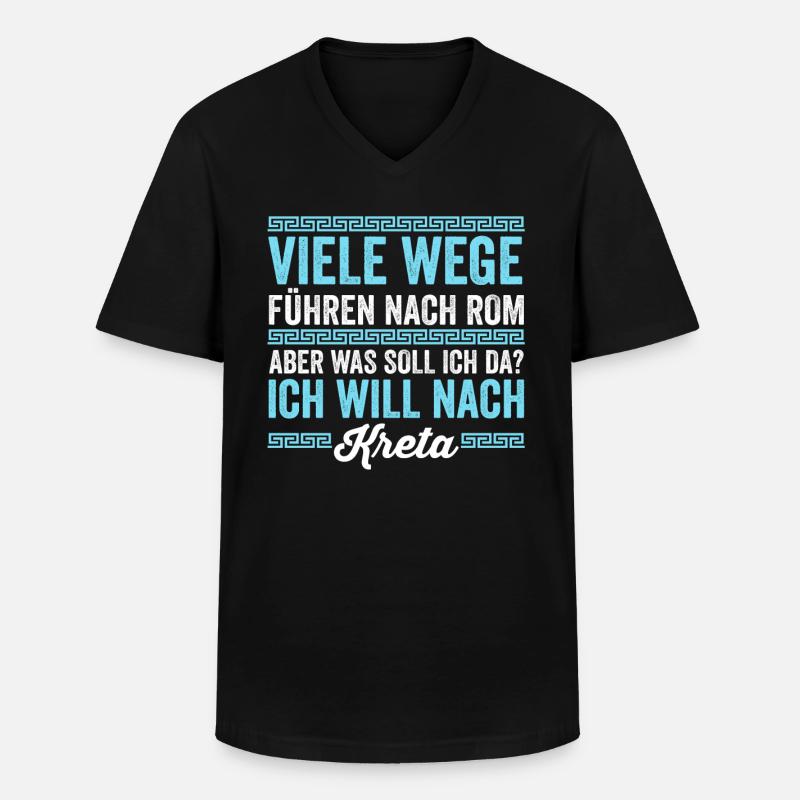 Ich will nach Kreta - Männer-T-Shirt mit V-Ausschnitt - Schwarz