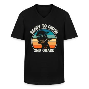 Second grade teacher for back to school - Men's V-Neck T-Shirt - black - Front - AI Model Male 178 dark (178cm)