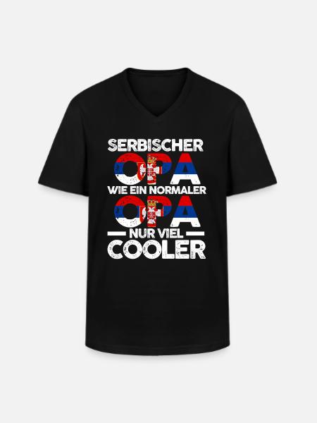 Serbischer Opa Serbe Serbien - Männer-T-Shirt mit V-Ausschnitt - Schwarz