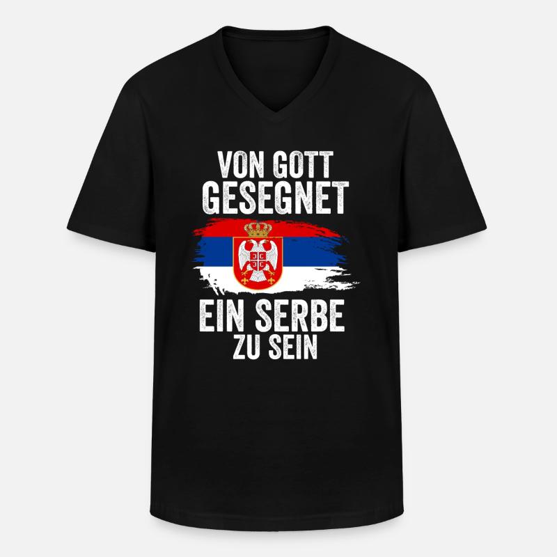 Serbien Serbe Serbisches - Männer-T-Shirt mit V-Ausschnitt - Schwarz