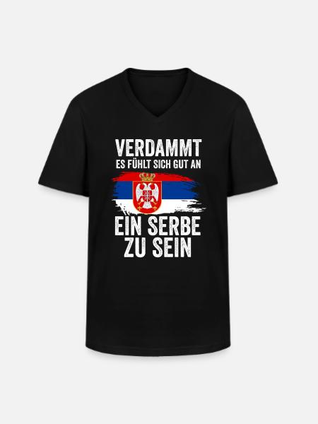 Serbien Serbe Serbisches - Männer-T-Shirt mit V-Ausschnitt - Schwarz