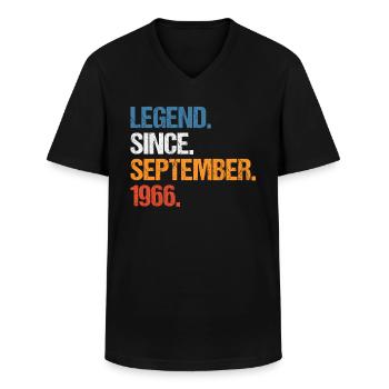 Légende depuis septembre 1966 Anniversaire - T-shirt col V Homme - noir - Devant - AI Model Male 178 dark (178cm)