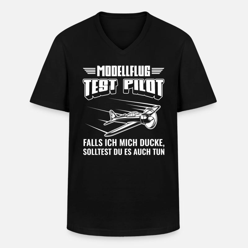 Modellfliegen | Modellflug Pilot Geschenk - Männer-T-Shirt mit V-Ausschnitt - Schwarz