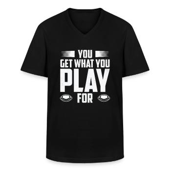Fußball Sie bekommen, was Sie spielen für Sport - Männer-T-Shirt mit V-Ausschnitt - Schwarz - Vorne - AI Model Male 178 dark (178cm)