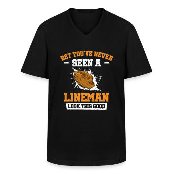 Football Lineman Life Funny Good Looking Player - Men's V-Neck T-Shirt - black - Front - AI Model Male 178 dark (178cm)