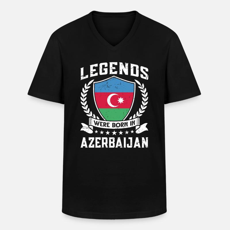 Retro Aserbaidschanische Flagge Aserbaidschan - Männer-T-Shirt mit V-Ausschnitt - Schwarz