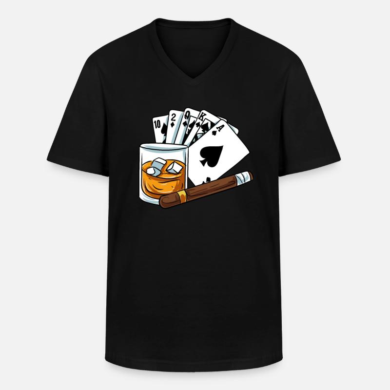Whisky Glas - Männer-T-Shirt mit V-Ausschnitt - Schwarz