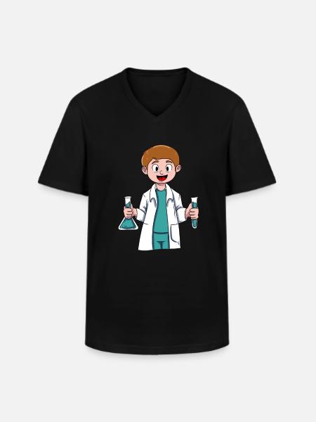 Petit chercheur - T-shirt col V Homme - noir