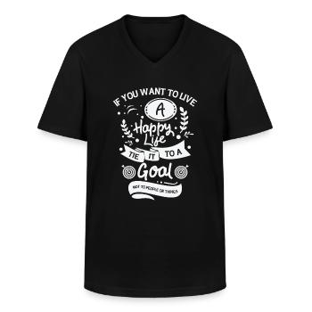 Goal Life Quotes Happy Positive Message - Men's V-Neck T-Shirt - black - Front - AI Model Male 178 dark (178cm)