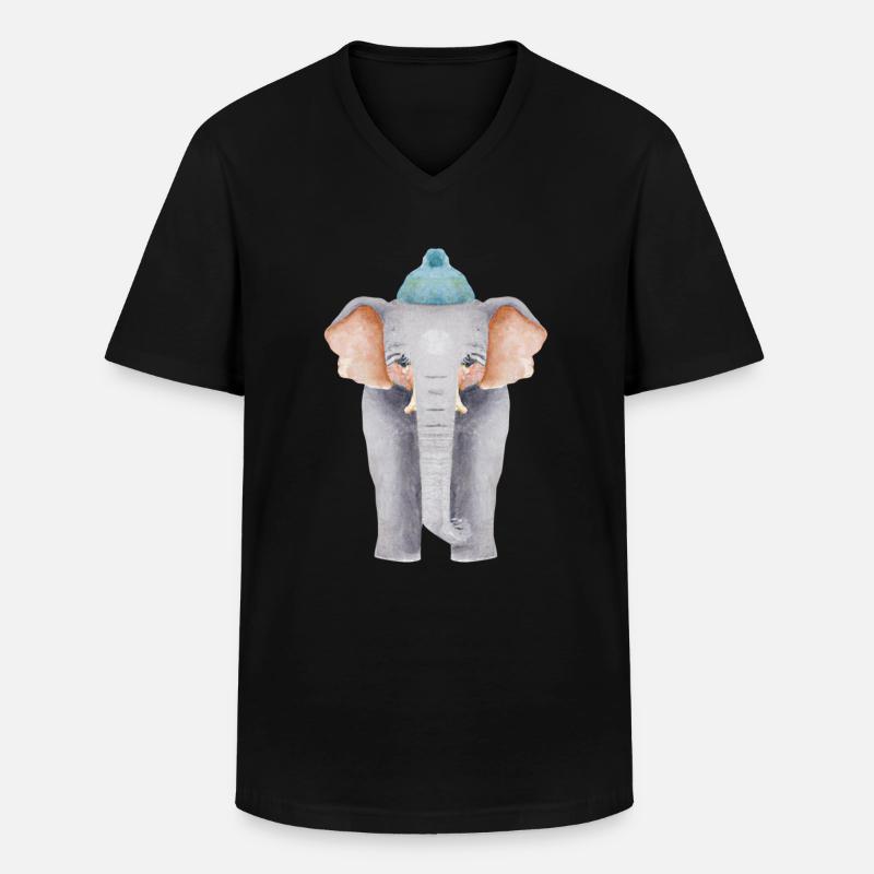 Elefant - Männer-T-Shirt mit V-Ausschnitt - Schwarz
