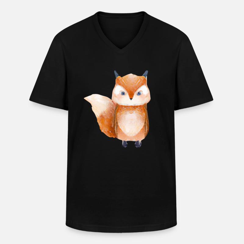 Fuchs Waldtier - Männer-T-Shirt mit V-Ausschnitt - Schwarz