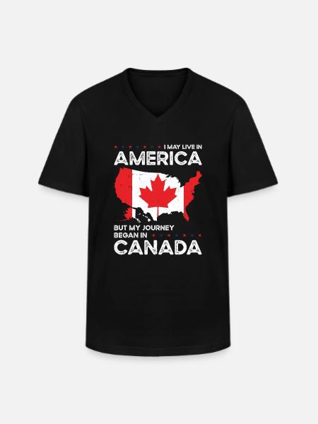 Né Canada Canada États-Unis - T-shirt col V Homme - noir