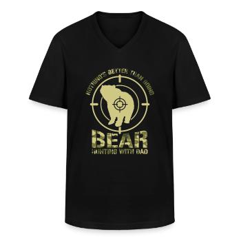 Hunting With Dad Bear Hunting Shooting Sport - Men's V-Neck T-Shirt - black - Front - AI Model Male 178 dark (178cm)