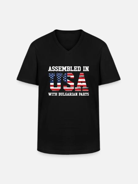 Né Bulgarie Américain USA - T-shirt col V Homme - noir