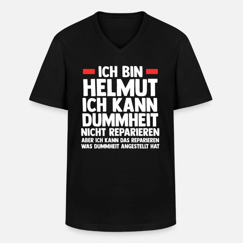 Helmut - Männer-T-Shirt mit V-Ausschnitt - Schwarz