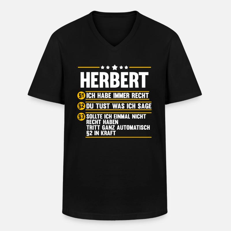 Herbert - Männer-T-Shirt mit V-Ausschnitt - Schwarz